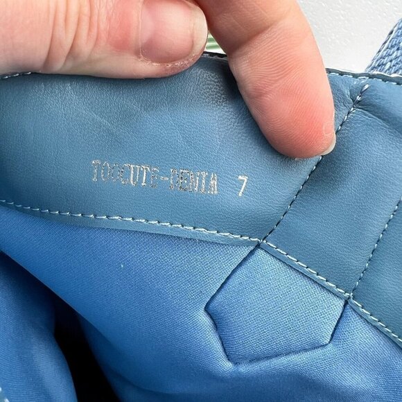 Azalea Wang Blue Denim Rhinestone Fringed Wide Calf Ankle Boots Size 7 Cowboy - Picture 13 of 13